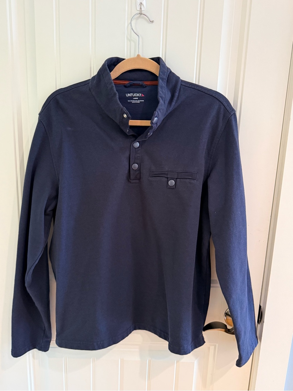 UNTUCKit Men’s Navy Snap-Front Zip-Up Sweater
